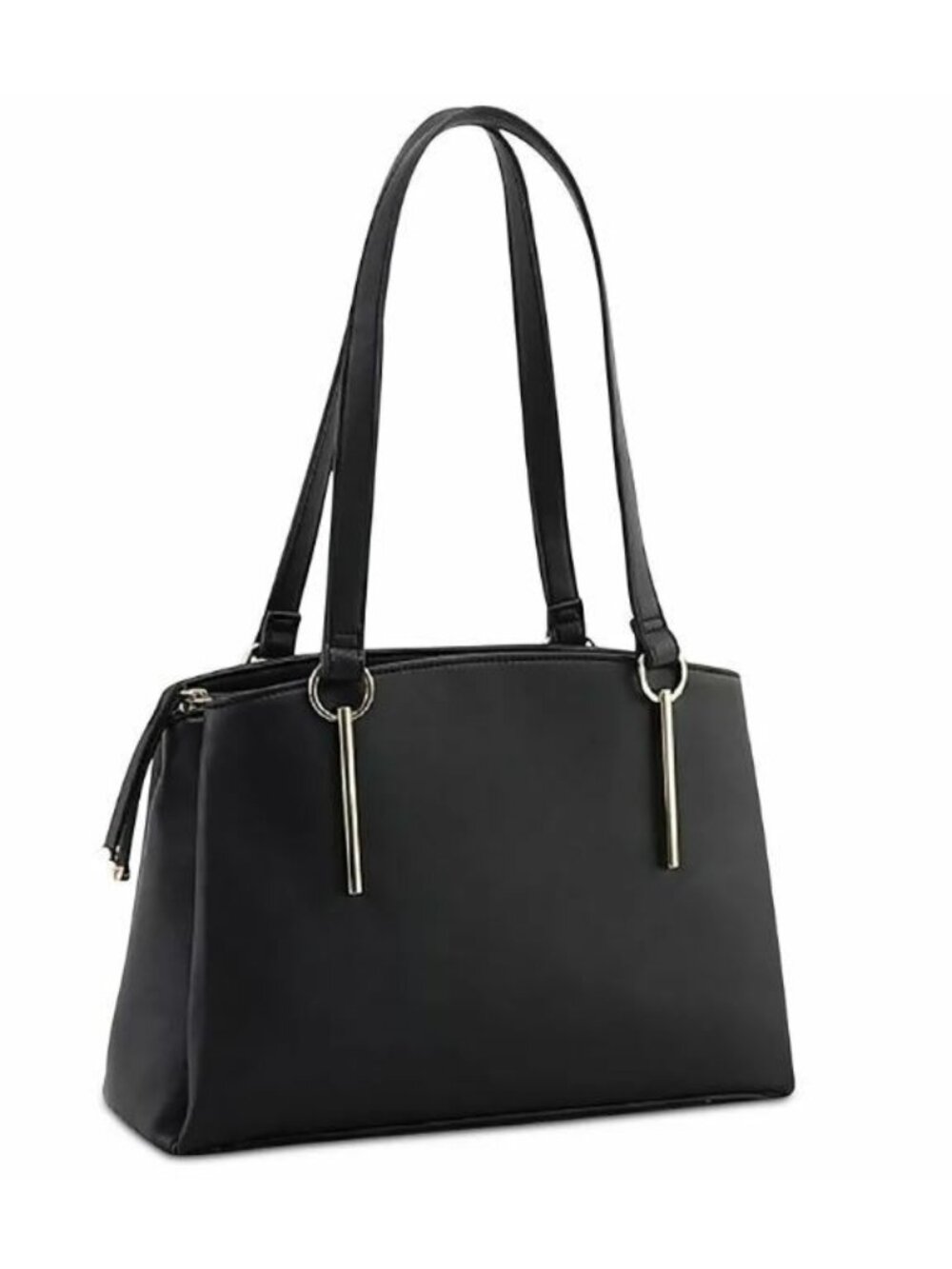 ALFANI Moiira smooth triple compartment women's dome satchel bag purse in BLACK